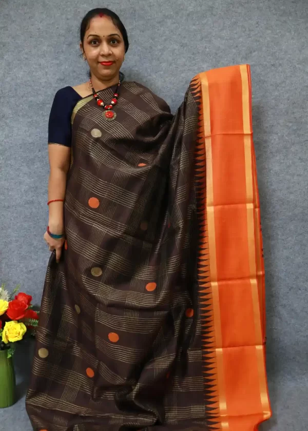 Traditional Coffee Colour Saree | Soft Shine, Bold Style - Image 2