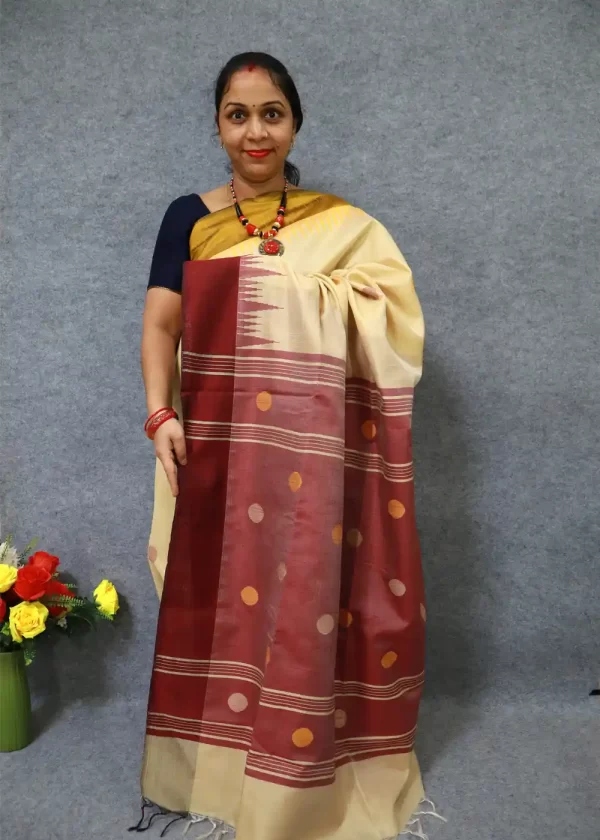 Handwoven Tussar Art Silk Saree | Elegant Natural Drape