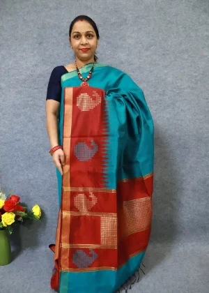 Handwoven Blue Art Silk Saree | Elegant Traditional Look