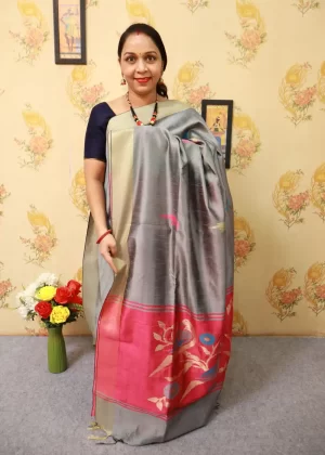 Elegant Grey Saree | Handwoven Art Silk for Every Occasion
