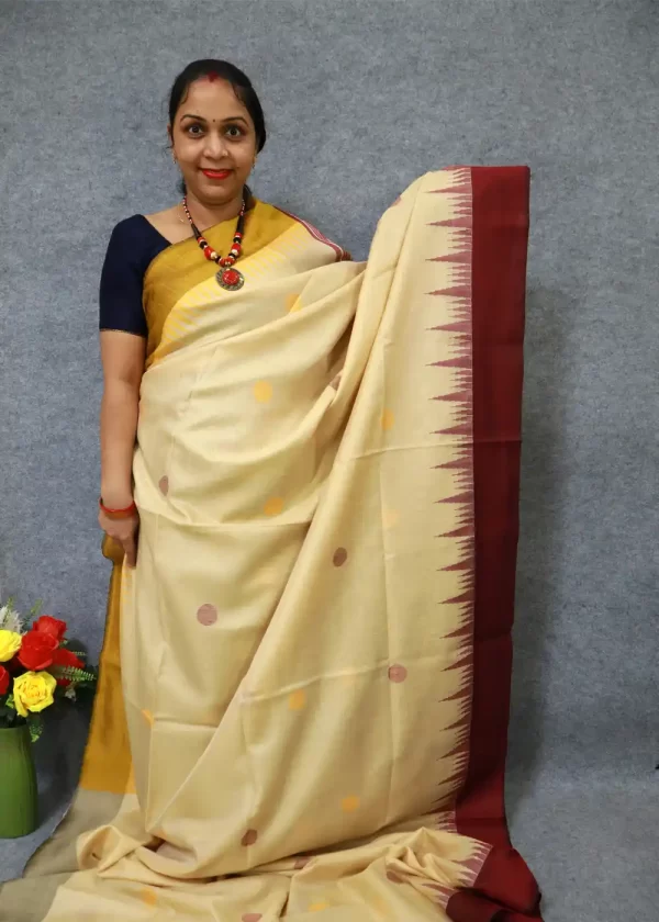 Handwoven Tussar Art Silk Saree | Elegant Natural Drape - Image 2