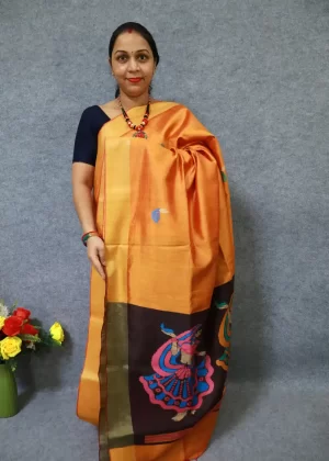 Elegant Orange Saree | Handwoven Shine for Celebrations