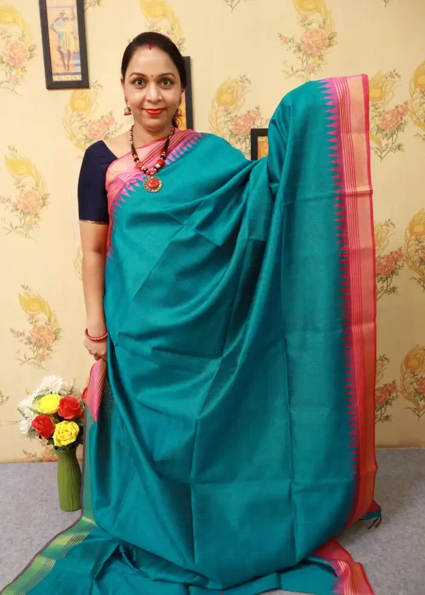 Sky Blue Art Silk Saree | Soft, Graceful Traditional Drape - Image 2