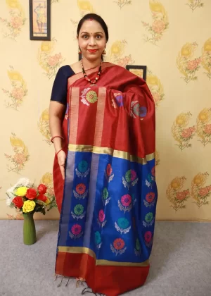 Handwoven Red Art Silk Saree | Bold Traditional Elegance